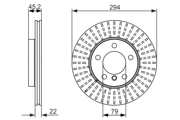 2X 0 986 479 725 Bosch Brake Disc for Mini