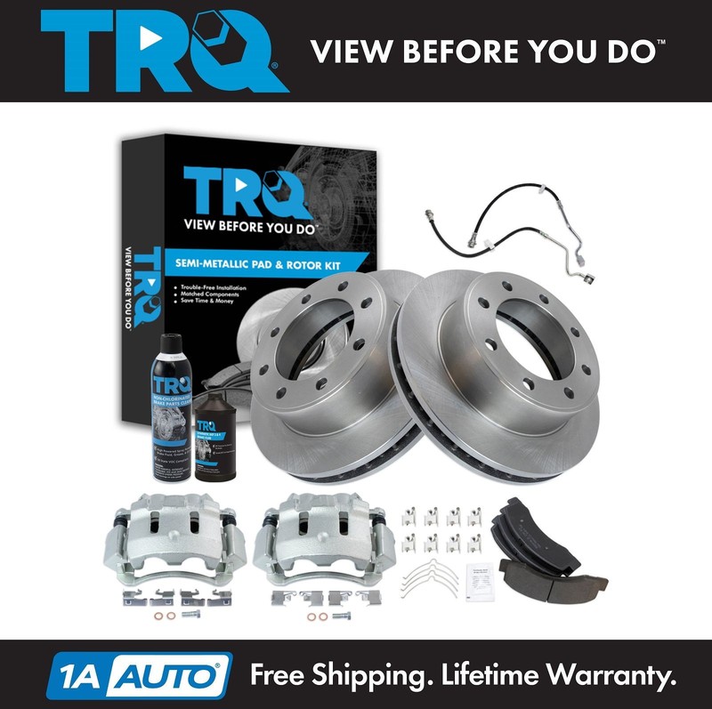 TRQ Brake Pad & Rotor Kit Semi-Metallic Fits Ford