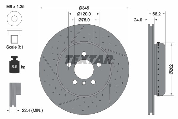 Textar 92265525 Brake Disc for BMW