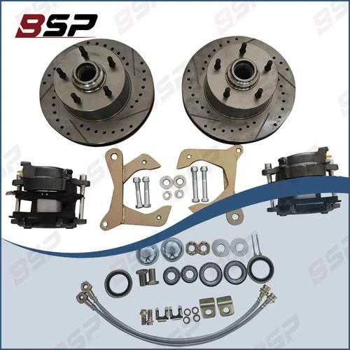 For 1955-1957 Chevy Car Front Disc Brake Kit, Drilled / Slotted