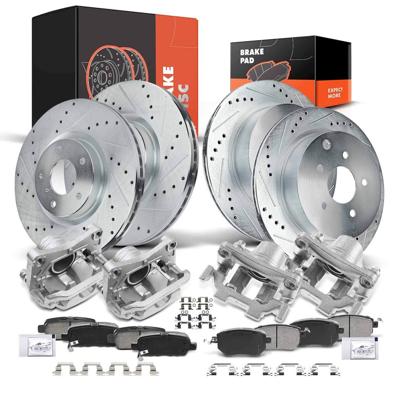Front & Rear Drilled Brake Rotor & Pads + Brake Caliper for Nissan Murano 2012