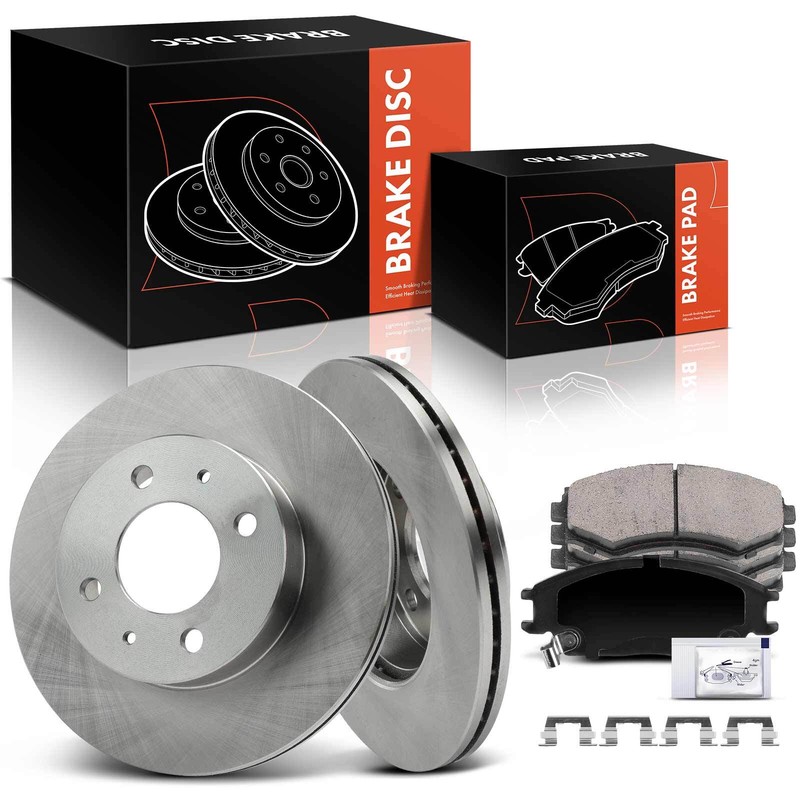 Disc Brake Rotors & Ceramic Brake Pads for Hyundai Accent 2000-2002 Front Side