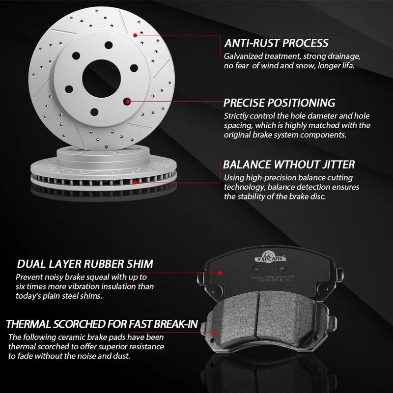 Front Rear Brake Rotors+Ceramic Pads for Ford Explorer Flex w/ Heavy Duty Brakes gallery