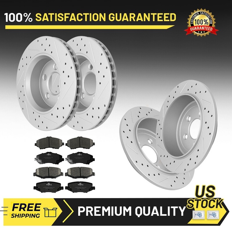 Front Rear Disc Rotors + Brake Pads for 2008 – 2011 Jeep Liberty Dodge Nitro