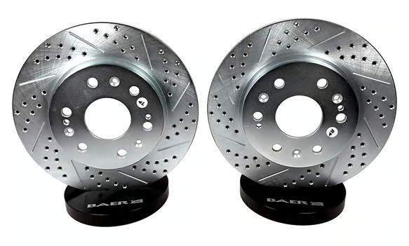 1994-2004 FORD MUSTANG REAR BRAKE ROTORS BAER DECELA DRILLED SLOTTED 54017-020 gallery