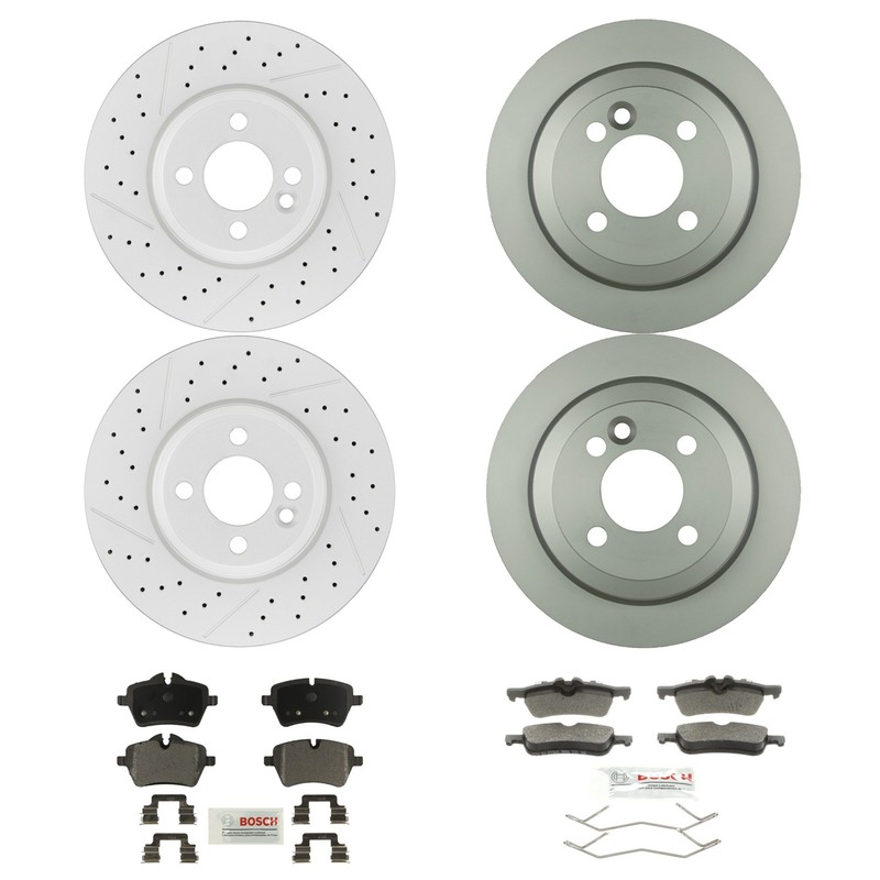 Bosch Quietcast Front Rear Rotors Blue Semi-Met Disc Brake Pad Kit For Cooper
