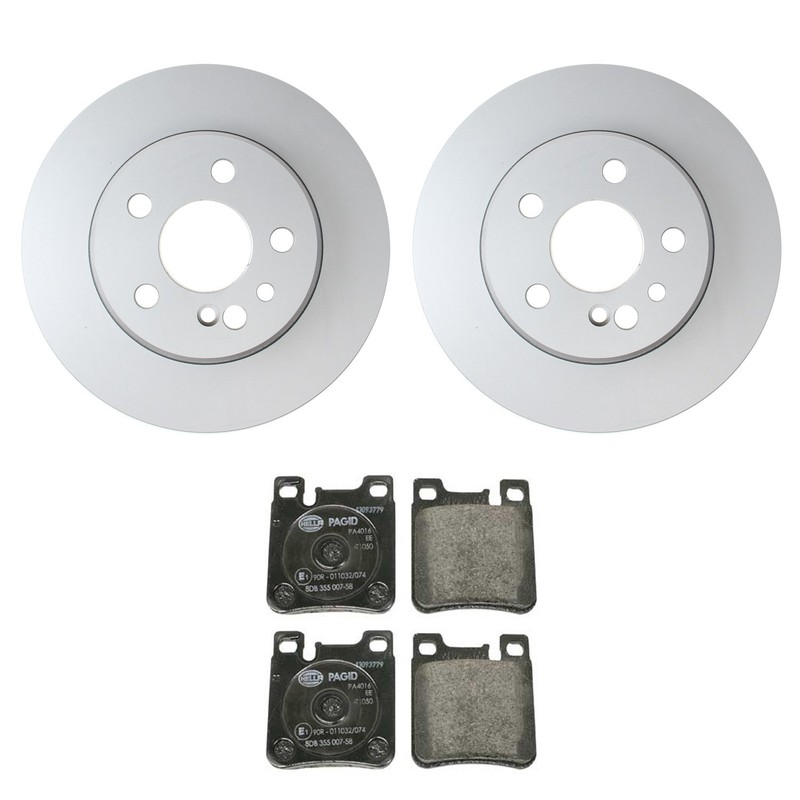 Hella Rear Rotors Low-Met Disc Brake Pad Kit For 140 300SD SE S320 S350 Sedan