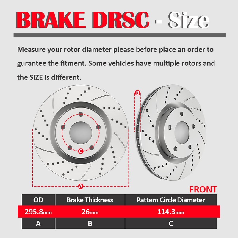 Front Drilled Rotors Discs + Ceramic Brake Pads Kit for 2014 - 2017 Nissan Rogue gallery