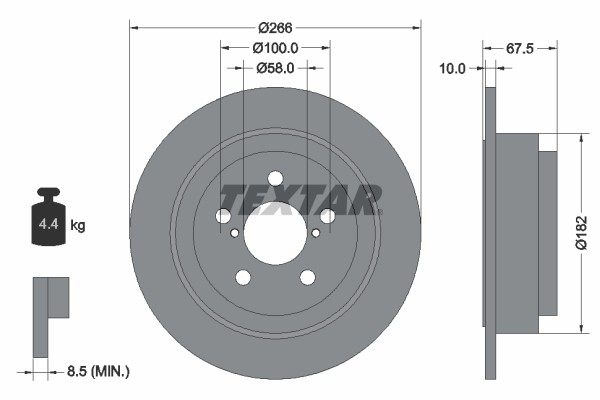 Textar 92082000 Brake Disc for Saab, Subaru