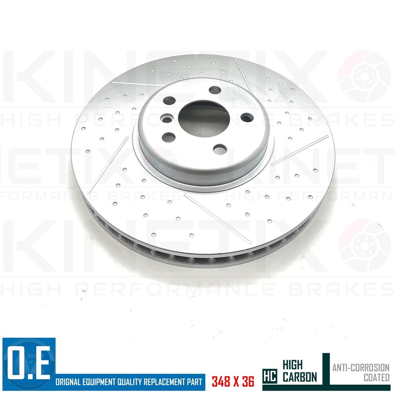 FOR BMW 640d GT G32 DIMPLED GROOVED FRONT BRAKE DISCS TEXTAR PADS SENSOR 348mm gallery