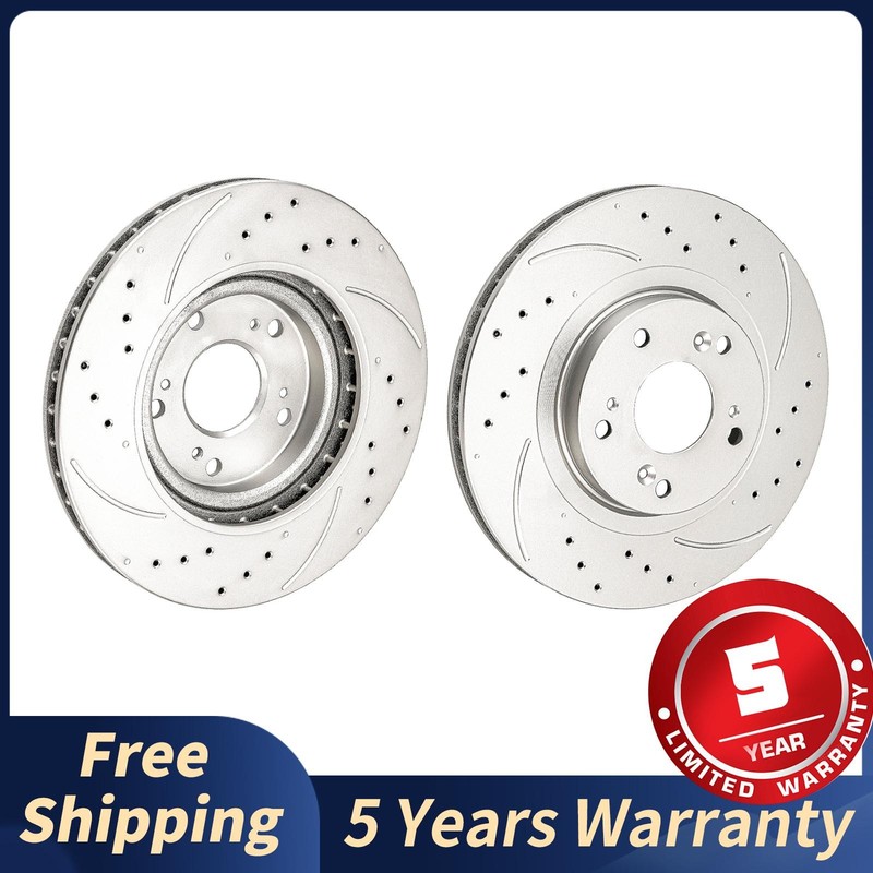 Front Drilled & Slotted Brake Rotors for 2002-2006 Acura RSX All engine Pair