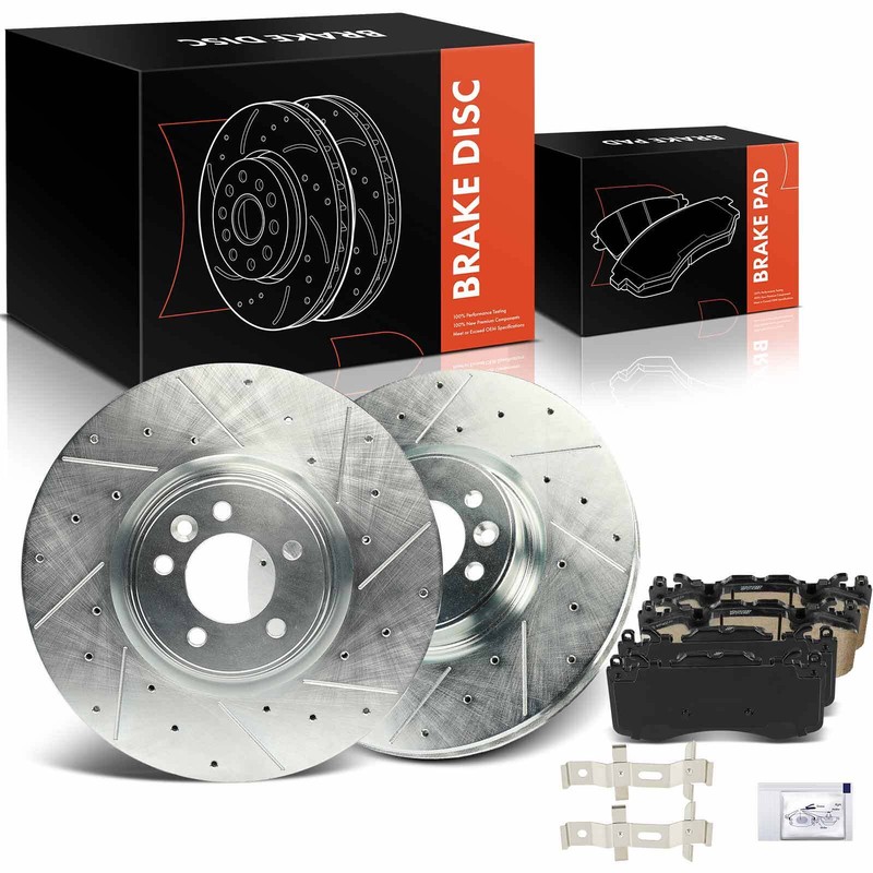 Front Drilled Brake Rotors & Ceramic Brake Pads for Land Rover Range Rover Sport