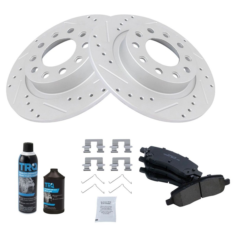 TRQ Rear Ceramic Disc Brake Pad & Performance Rotor Kit w/Chemicals gallery