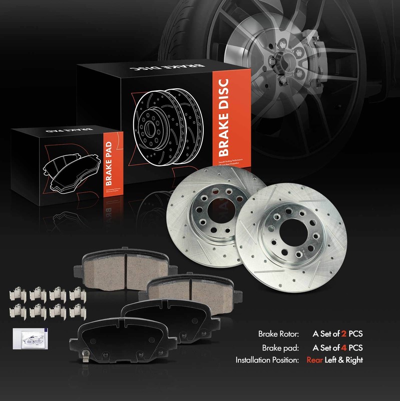 6x Drilled Brake Rotors & Ceramic Brake Pads for Chrysler 200 Jeep Cherokee Rear gallery