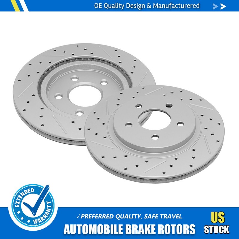 2CS 11.81″ Rear Drilled Brake Disc Rotors For Ford Mustang 2005 2006 2007 – 2014