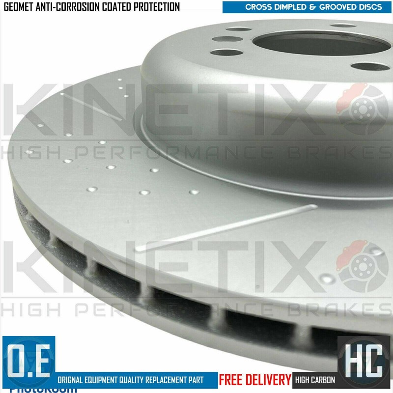 FOR BMW 340i xDrive F30 M SPORT DIMPLED GROOVED REAR BRAKE DISCS PAIR 345mm gallery