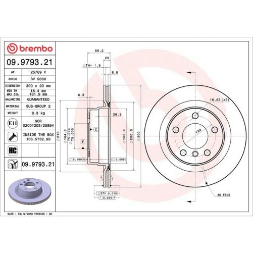 Brembo 09.9793.21 Disc Brake Rotor Rear High Carbon Cast Iron For BMW 328i gallery