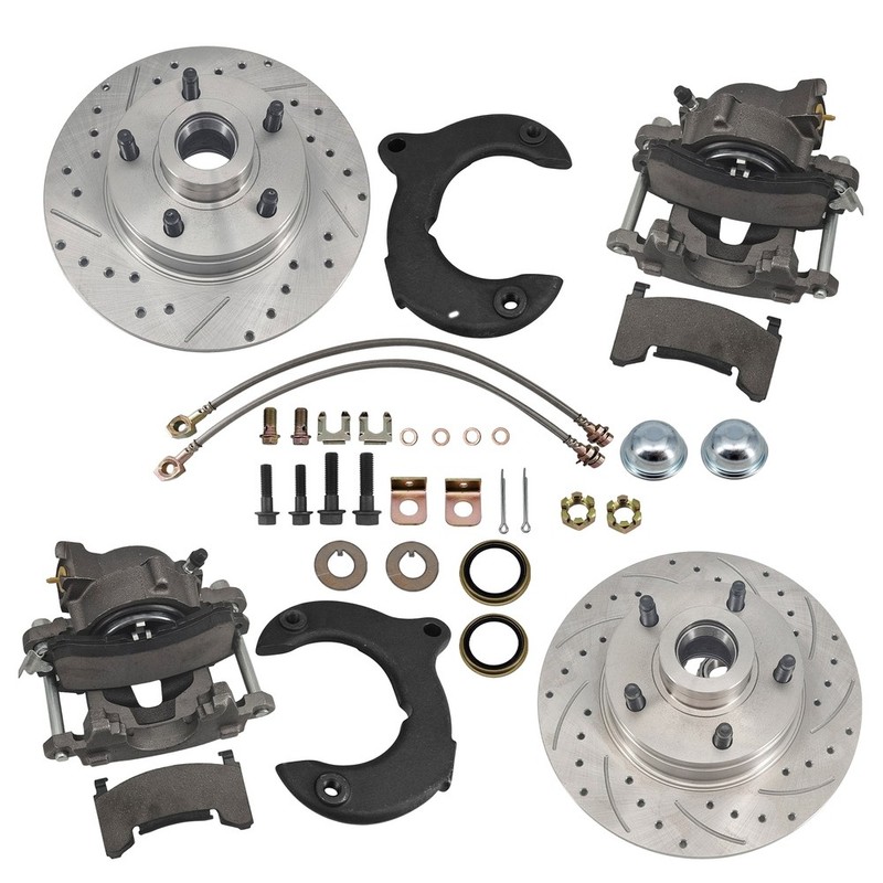 For Mustang II 11 In Front Disc Brake Kit, 5 on 4-3/4 drilled & slotted Rotors