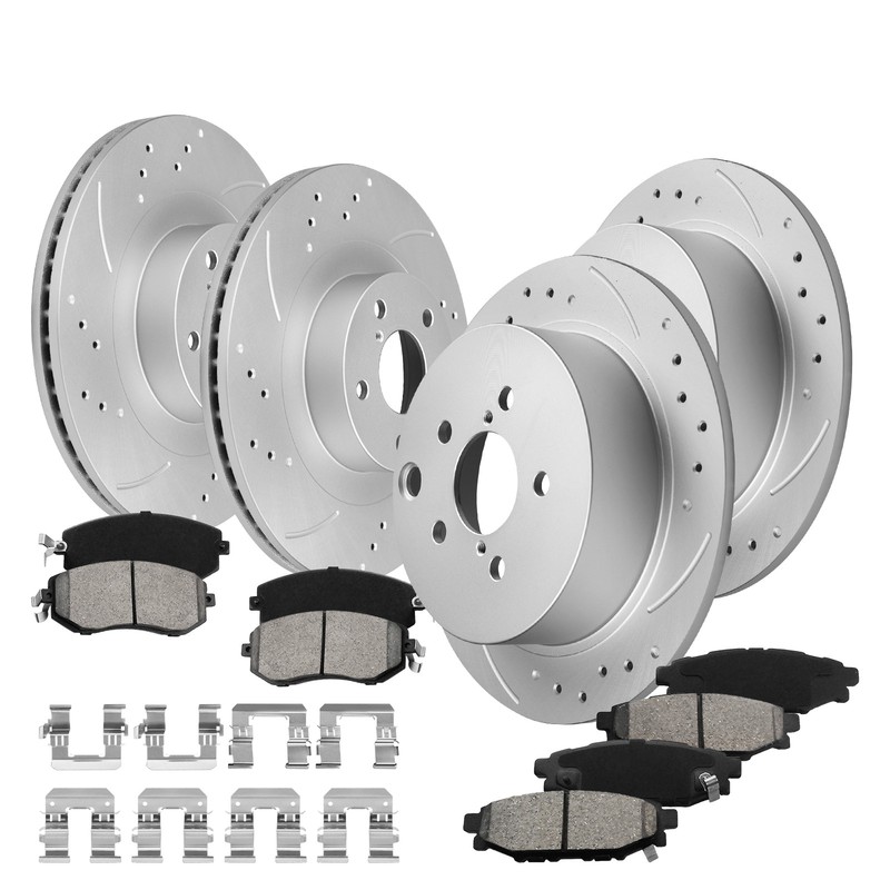 Front Rear Drilled Brake Rotors Ceramic Pads Kits For Subaru XV Crosstrek 13-15