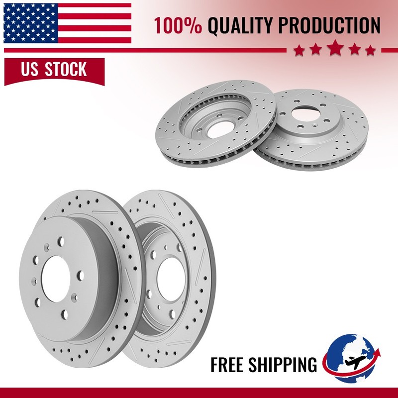 Front Rear Drilled Brake Disc Rotors For Chevrolet Impala 2006-2010 Monte Carlo