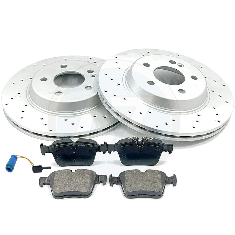 FOR MERCEDES C300e AMG SPORT DRILLED REAR BRAKE DISCS PADS SENSOR 300mm