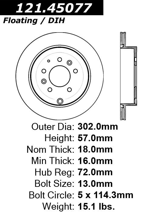 Centric Rear Disc Brake Rotor for 07-12 CX-7 (121.45077) gallery