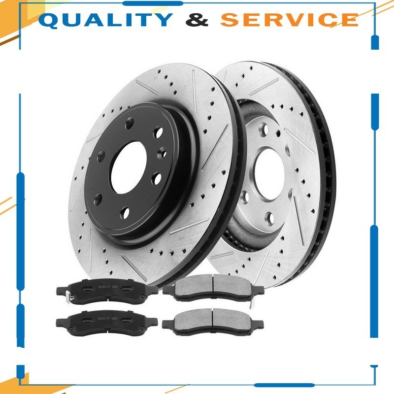 Front Brake Rotors and Brake Pads Kits For GMC Acadia 2007-2017 Rotor 6 Lugs