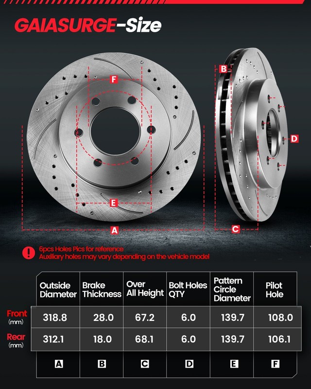 12.6" Front & Rear Brake Rotors Pad for 2003-2008 2009 Toyota 4Runner FJ Cruiser gallery