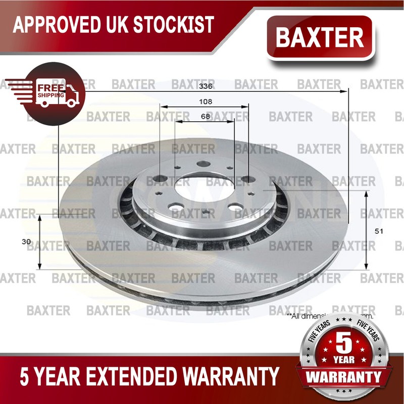 Fits Volvo XC90 2002-2014 + Other Models Baxter Front Brake Disc #1