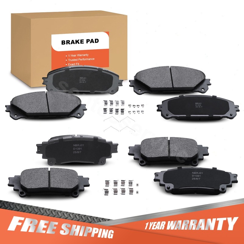 8x Front and Rear brake pads for 2010-2015 Lexus RX450H 2011-2020 Toyota Sienna