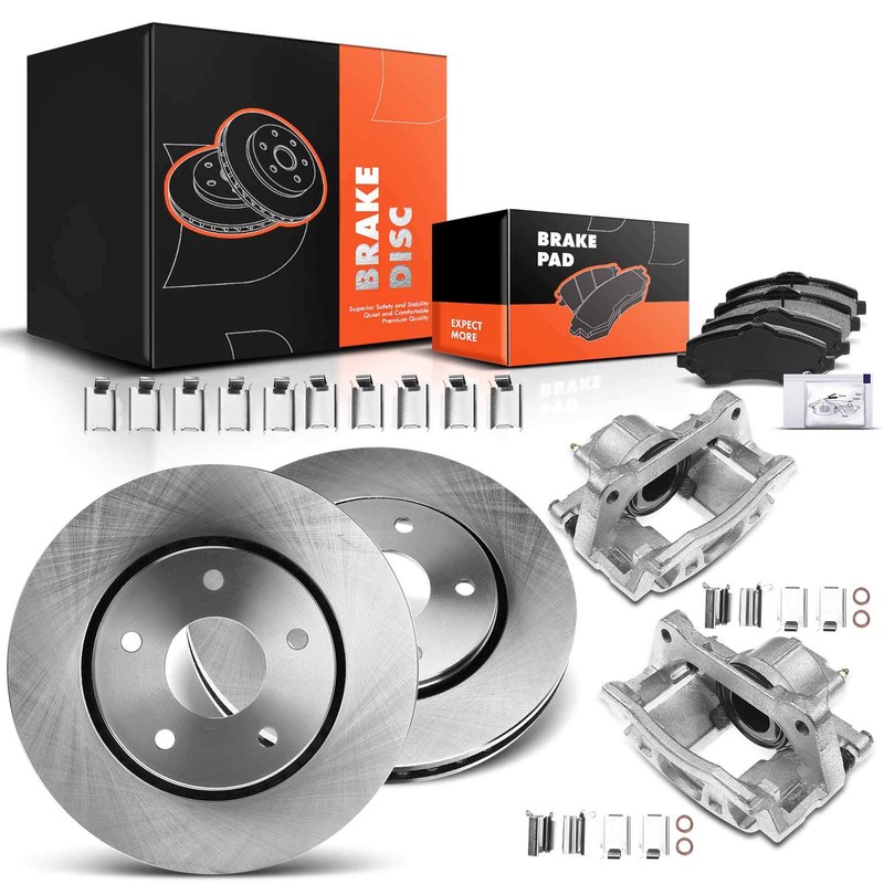 Front Disc Brake Rotor & Pads + Brake Calipers for Chrysler Town & Country 08-11