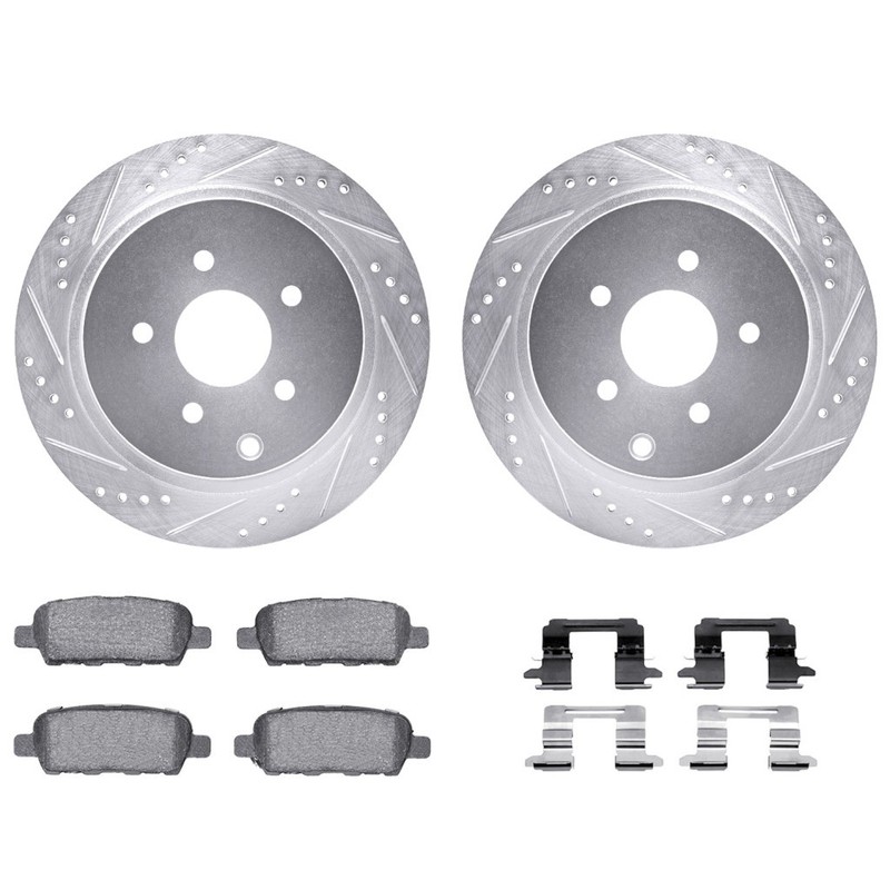 For Infiniti M37/M56 2011 2012 2013 Rotor Set Rear Silver | Drilled and Slotted gallery