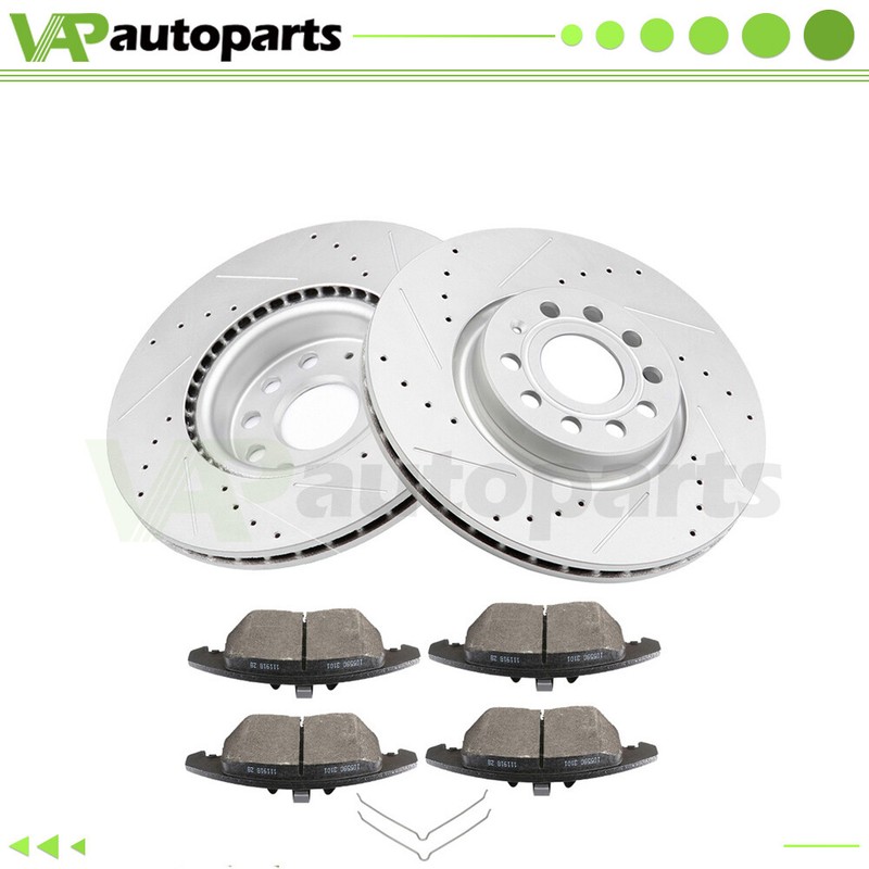 Drilled Front Brake Pads And Rotors Disc For Audi A3 Volkswagen Jetta PASSAT