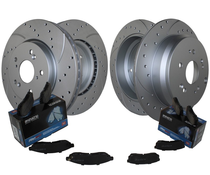 Front Rear Brake Kit Drilled Rotors & Akebono Ceramic Pad Set For Acura RDX AWD