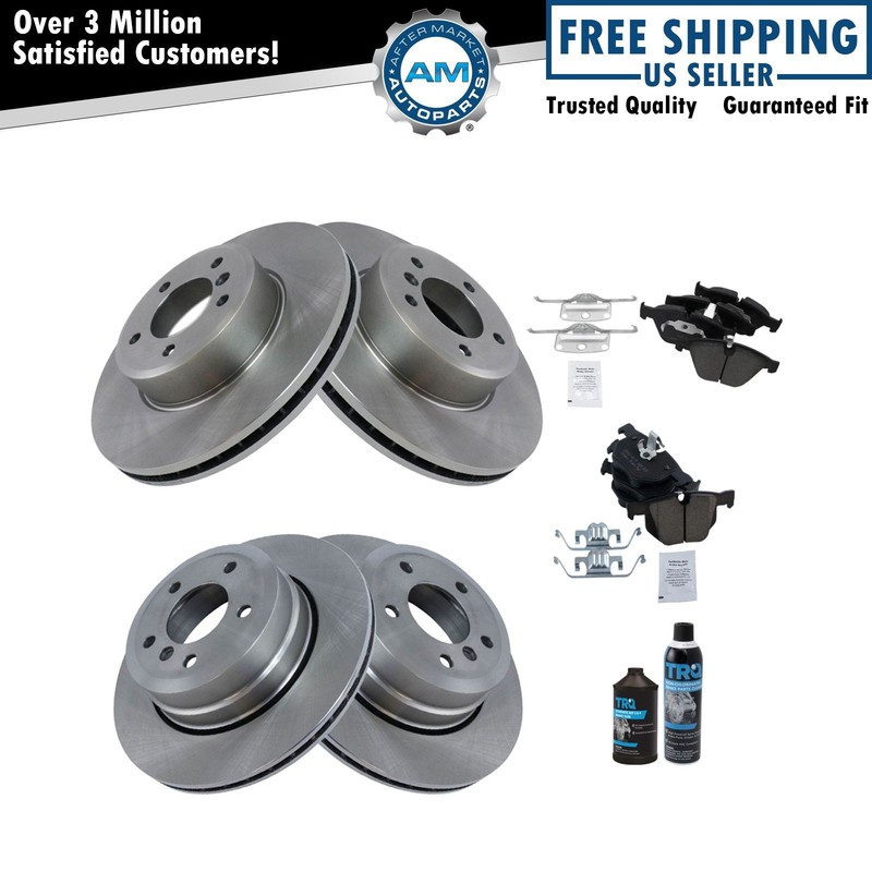 Front & Rear Ceramic Brake Pad & Rotor Kit w/Fluids for BMW 525Xi 528Xi