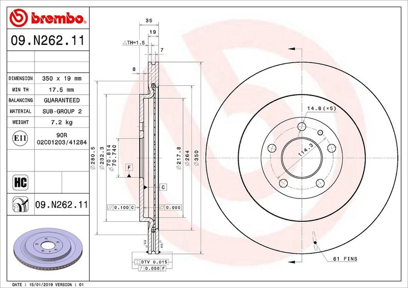 Brembo 09N26211C02 BRAKE ROTORS