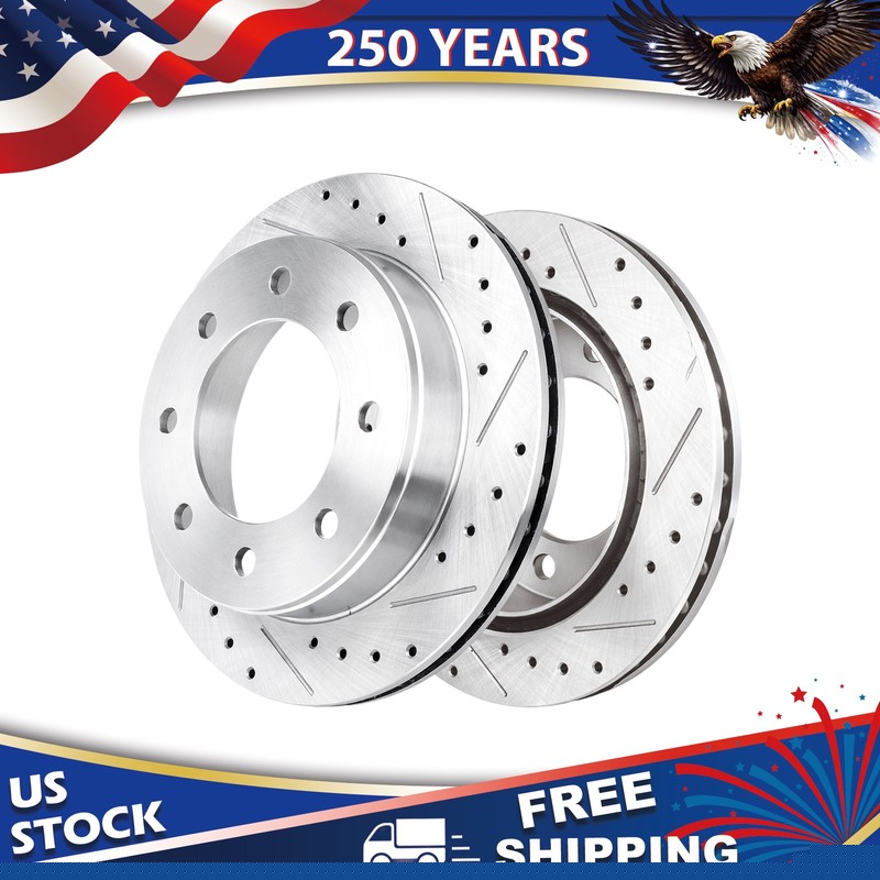 Rear Drilled Brake Rotors For HUMMER H2 2003-2009 & GMC YUKON XL 2500 2000-20007