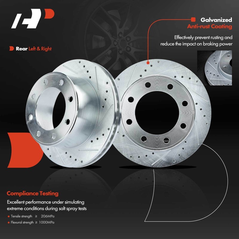 A-Premium 8x Rear Drilled Brake Rotor & Pad + Caliper for F-250 Super Duty 08-12 gallery