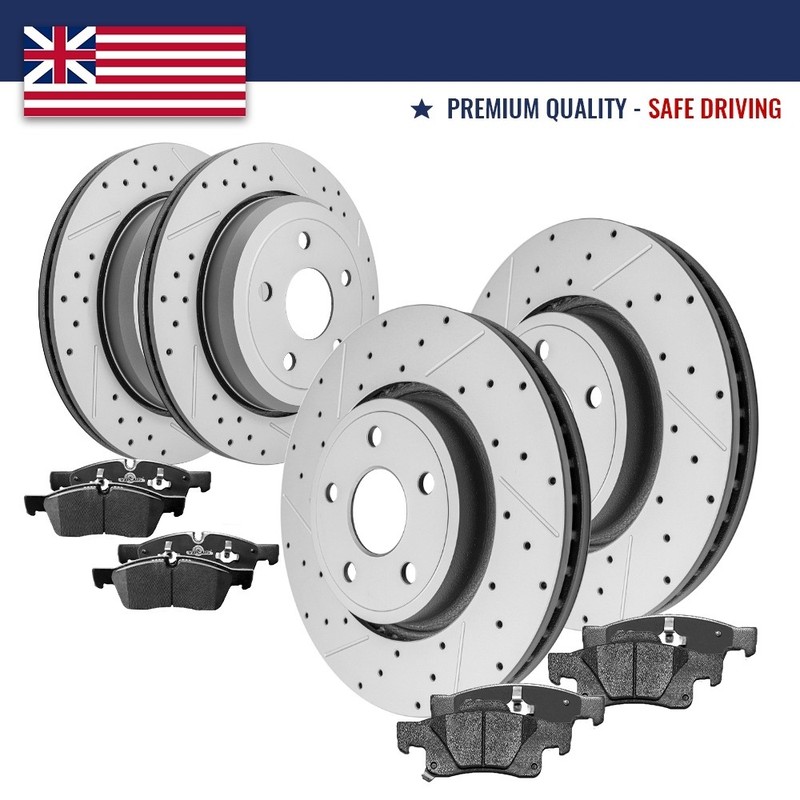 Front Rear Drilled Rotors Brake Pads Kit for Dodge Durango Jeep Grand Cherokee