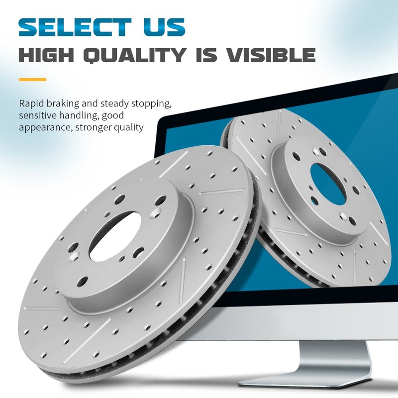 Front Drilled Brake Rotors+Ceramic Pads W/Clips for Ford Transit-150 Transit-250 gallery