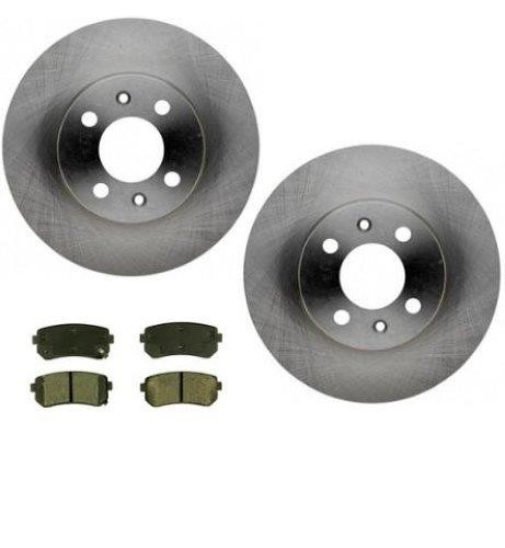 Fits 06-10 Kia Rio Rio5Rear Brake (2) Rotors & Ceramic Rear Brake Pads