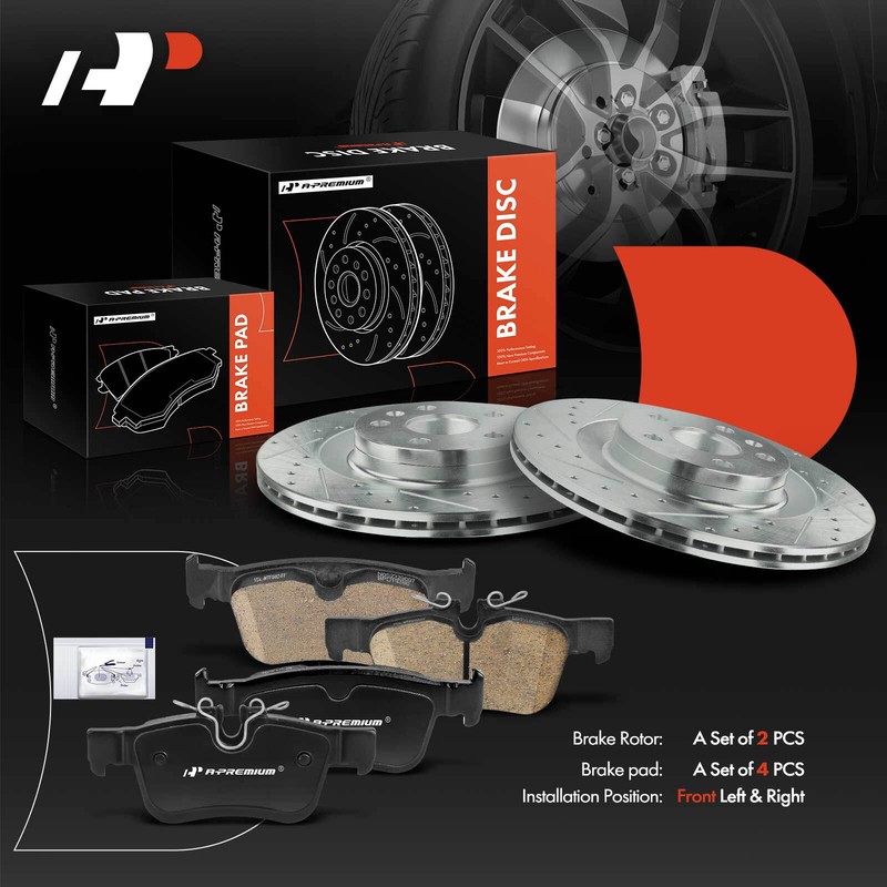 A-Premium Rear Side Drilled Brake Rotors & Ceramic Pads for Volvo XC60 2018 2019 gallery