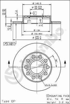 X2 PCS L&R SIDES FITS AUDI 80 B4 SALOON 2.0 QUATTRO BRAKE DISC 08.9136.11 BREMBO gallery