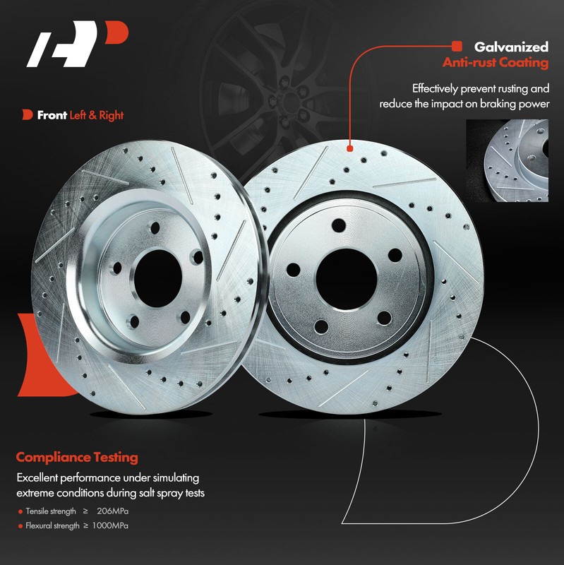 A-Premium Front & Rear Drilled Brake Rotors & Ceramic Pads for Jeep WK GrandChe gallery