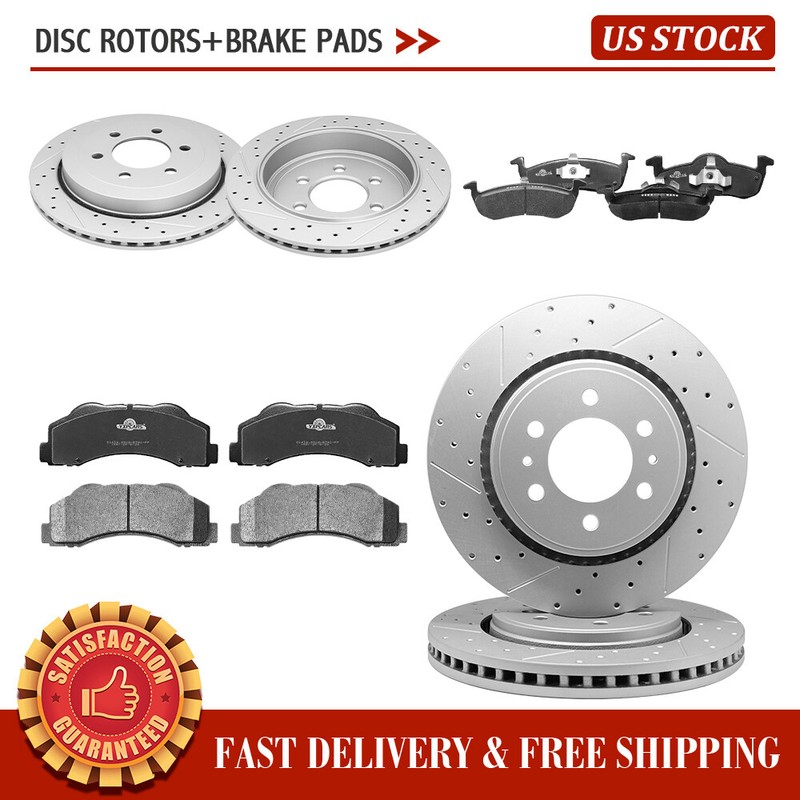 Front & Rear Rotors + Brake Pads For 2010-2017 Ford Expedition Lincoln Navigator