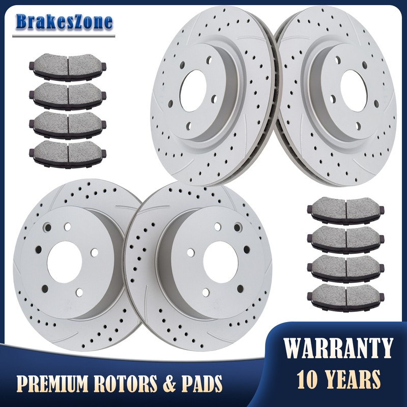 Front and Rear Brake Rotors Pads Kit for Nissan Maxima Drilled Slotted Brakes