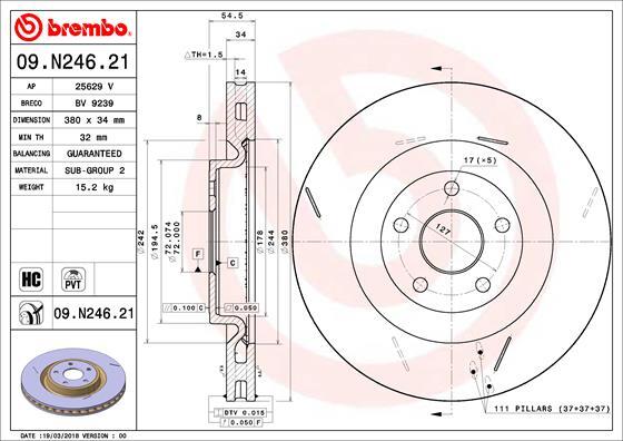 Brembo Front Brake Disc Fits Jeep Grand Cherokee 2010- + Other Models gallery