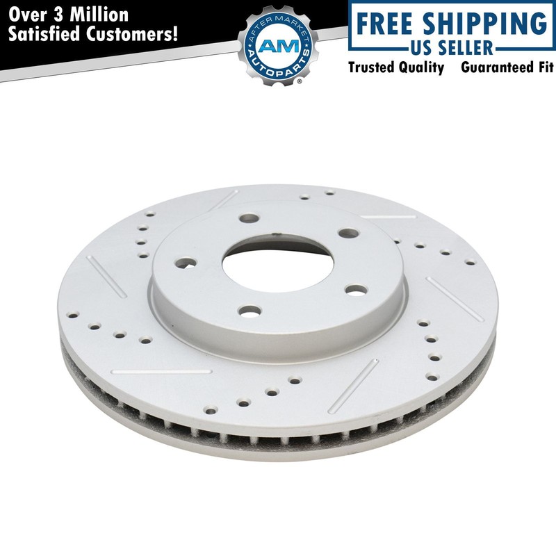 Performance Brake Rotor Drilled Slotted Front Coated Pair for Chrysler