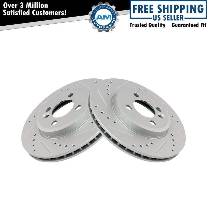 Front Performance Drilled Slotted G-Coated Disc Brake Rotor Pair New