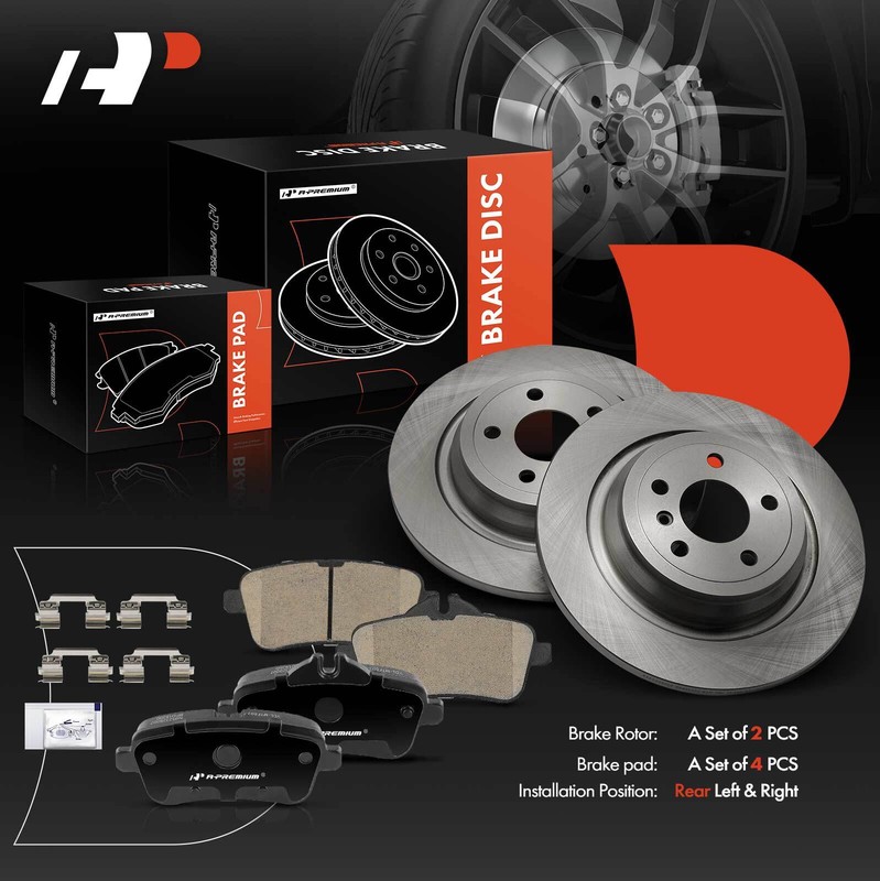 A-Premium Rear Disc Brake Rotors & Ceramic Pads for Mercedes GLE350 2016-2018 gallery